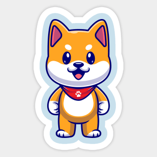 Cute Shiba Inu Standing Cartoon Sticker